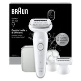 Braun Silk-épil 9 epilator with attachments for hair removal, UK version
