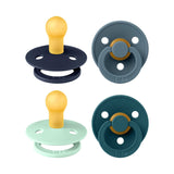 BIBS pacifier 4 pack baby boy colours size 1 round nipple (British brand)