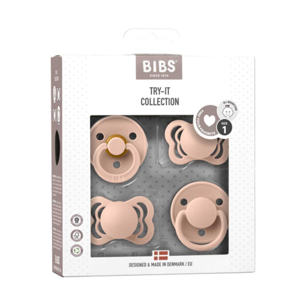 BIBS Try It Collection pacifier pack blush size 1, UK version