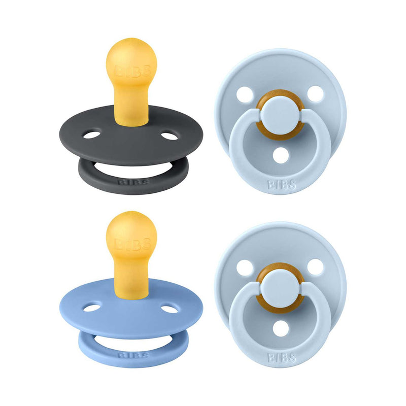 BIBS baby blue soothers 4 pack with round nipple - British product