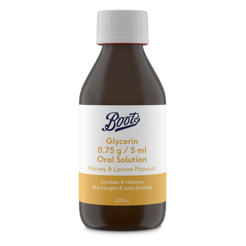 Boots Glycerin Oral Solution for dry cough 200ml, UK version