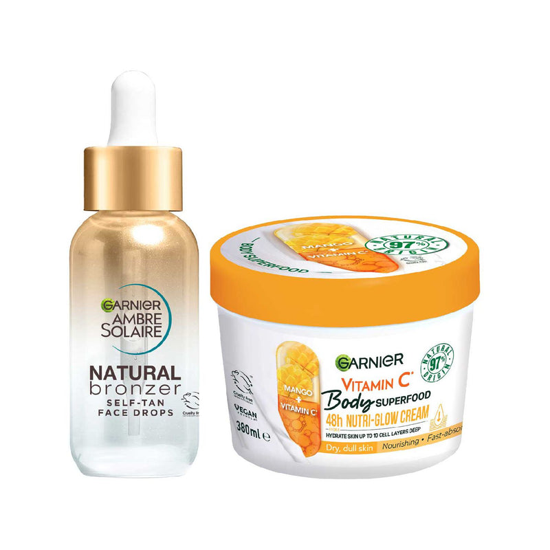 Garnier self-tan drops and vitamin C lotion duo (British brand)