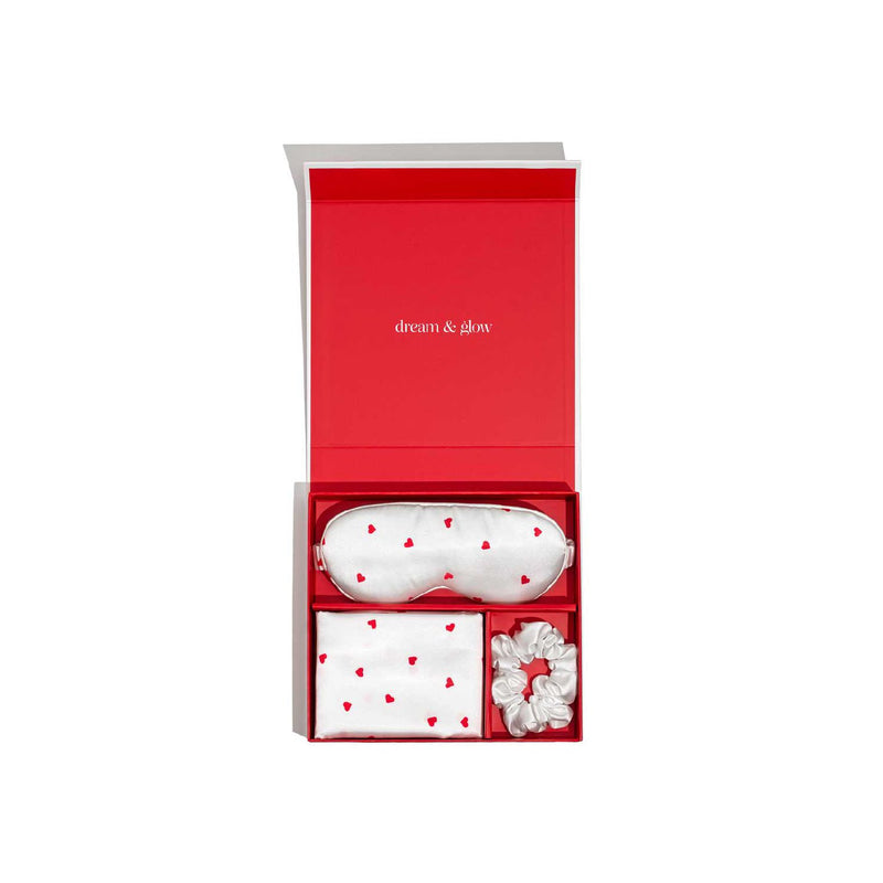 Silver Cloud satin gift set heart print - British product