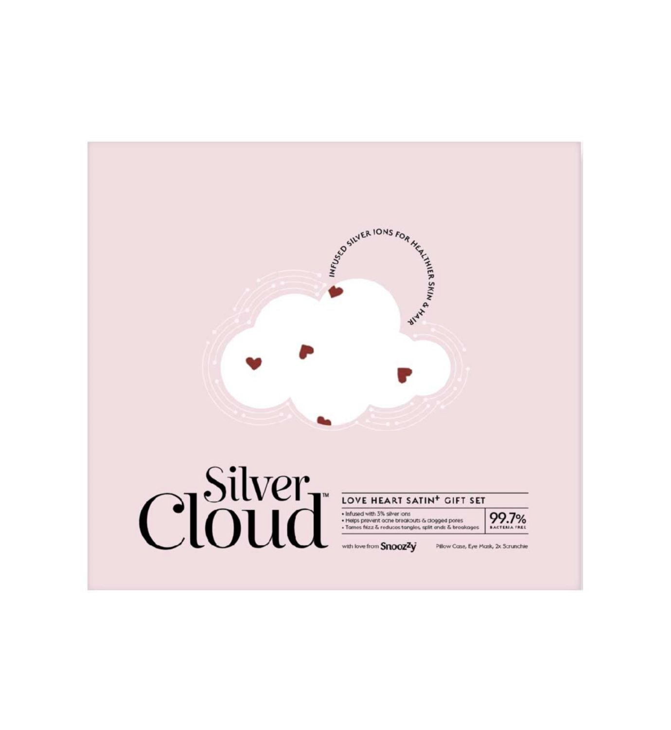 Silver Cloud satin gift set heart print - British product