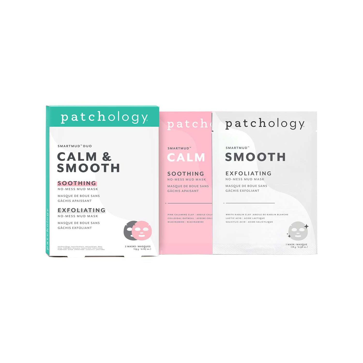 Patchology SmartMud Duo Calm & Smooth 2 masks, imported from the UK