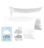Silver Cloud White  Silver Satin Pillowcase Set