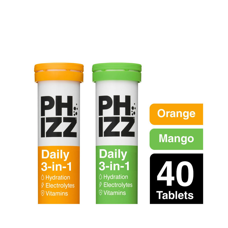 Phizz Orange & Mango Effervescent Tablets 40 Tablet Bundle, imported from the UK
