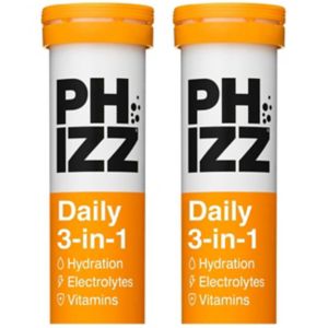 Phizz Appelsin 3-i-1 Hydrering Elektrolytter Vitaminer Brusende Tabletter 40 Tablett Pakke