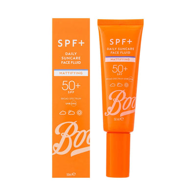 Boots Boots SPF+ Mattifying Daily Suncare Face Fluid SPF50+ 50ml- Buy online at McGrocer
