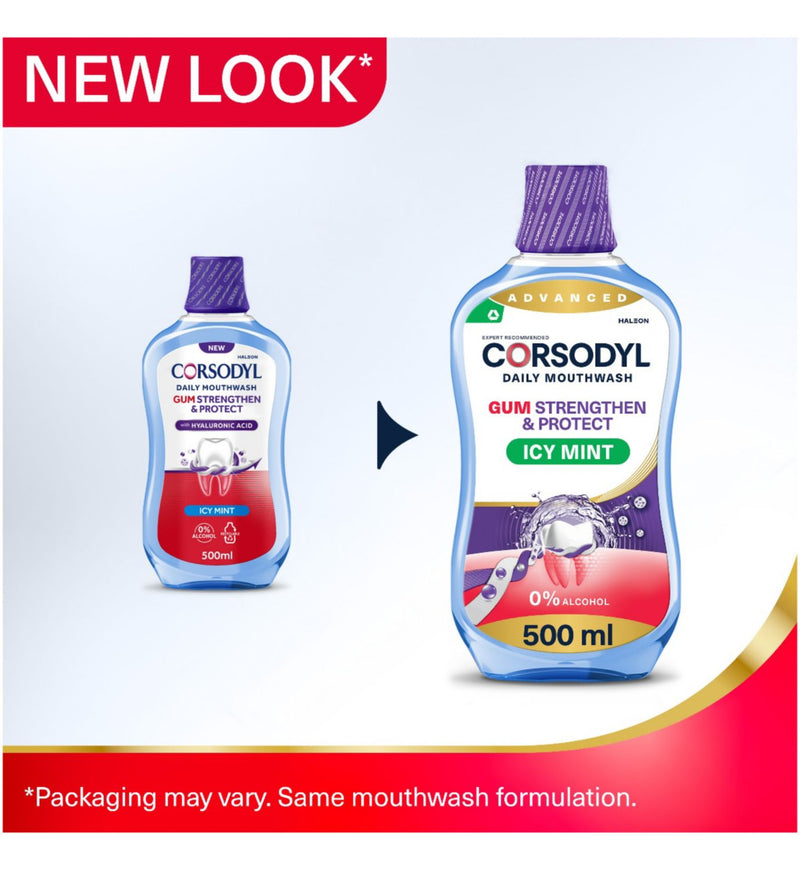 Corsodyl Gum Strengthen Protect mouthwash icy mint 500ml - British product