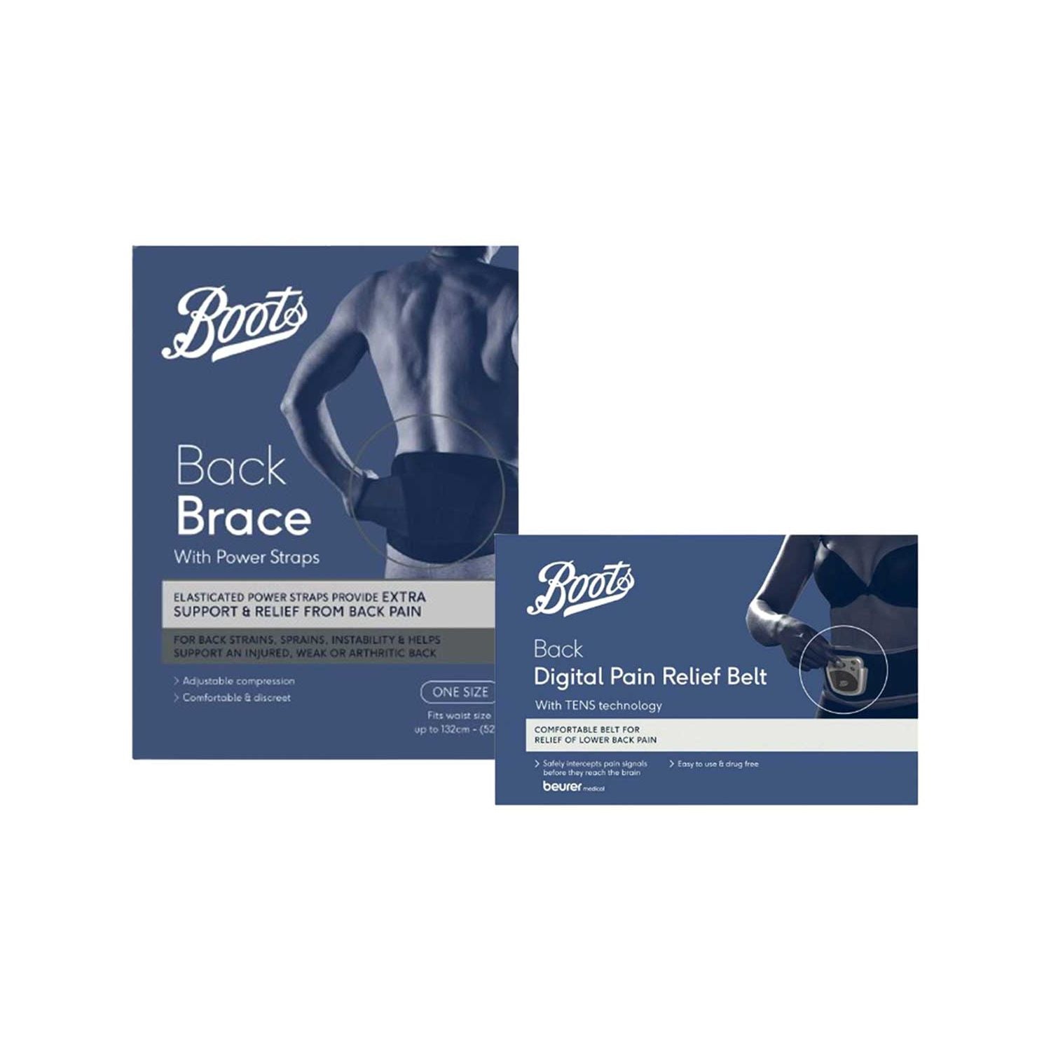 Boots back pain relief bundle brace and TENS belt (British brand)