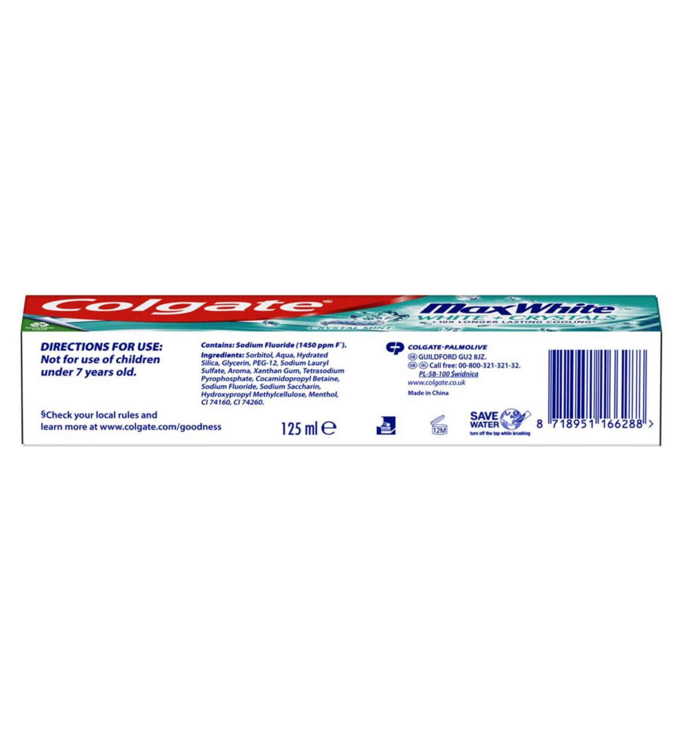 Colgate Max White Crystal Whitening Toothpaste 125ml (British brand)
