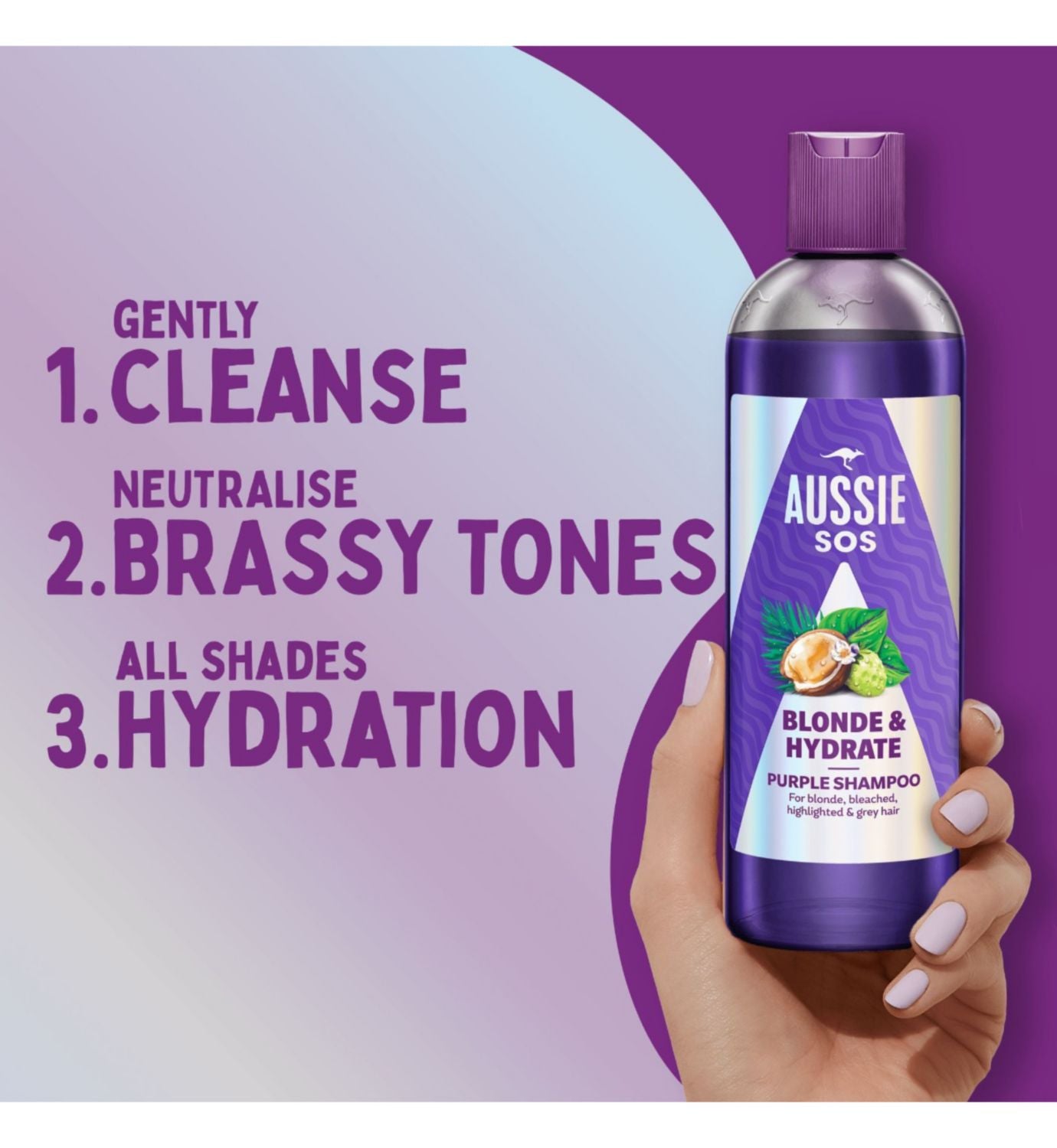 Aussie SOS purple shampoo 300ml for blonde hair, UK version