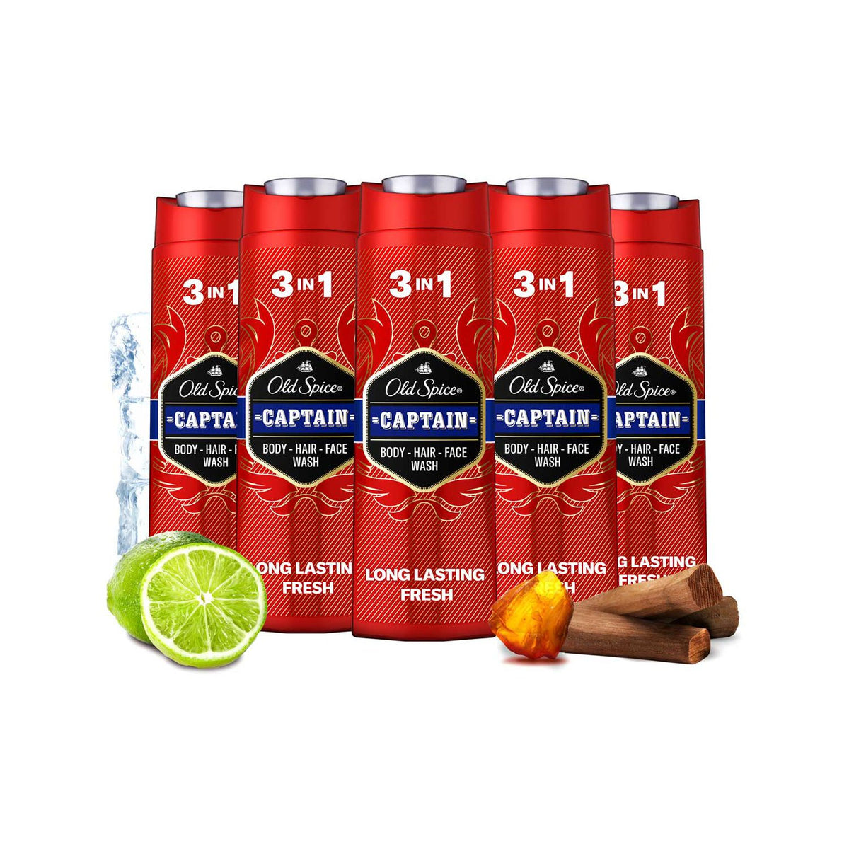Old Spice Captain shower gel bundle 5 x 400ml, imported from the UK