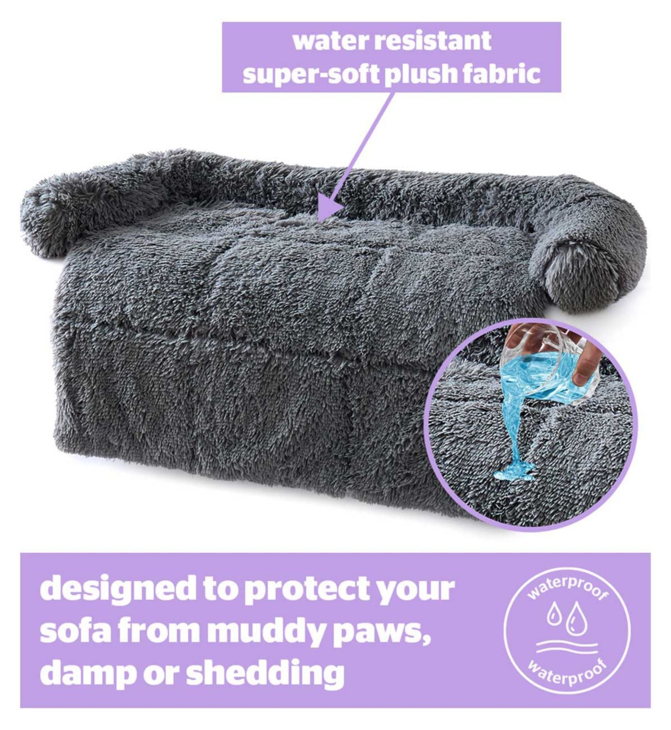 Silentnight Calming Sofa Protector Pet Bed Grey Small (British brand)