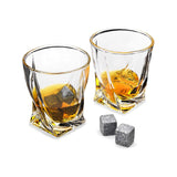Ingenious twisted glasses set with ice stones (British brand)