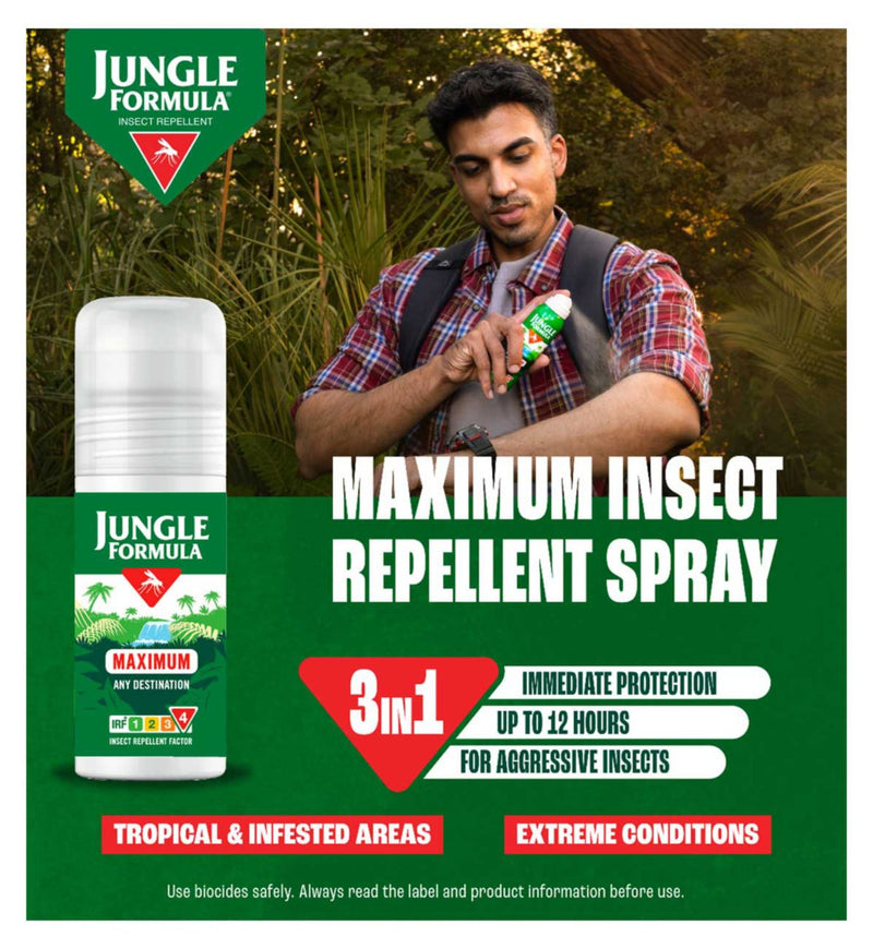 Jungle Formula Max insect repellent bundle with aerosol and roll on (British brand)