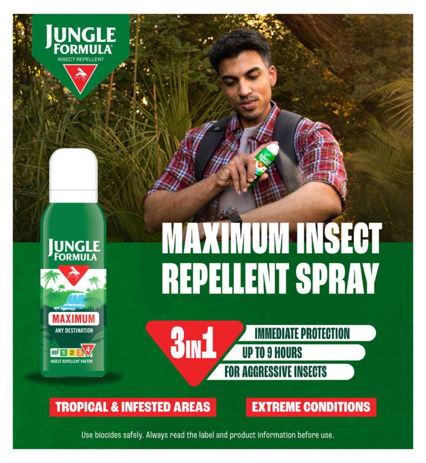 Jungle Formula Max insect repellent bundle with aerosol and roll on (British brand)