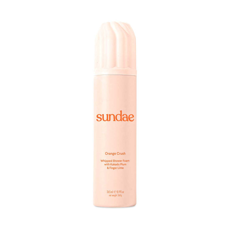 Sundae Orange Crush whipped shower foam packaging display (British brand)