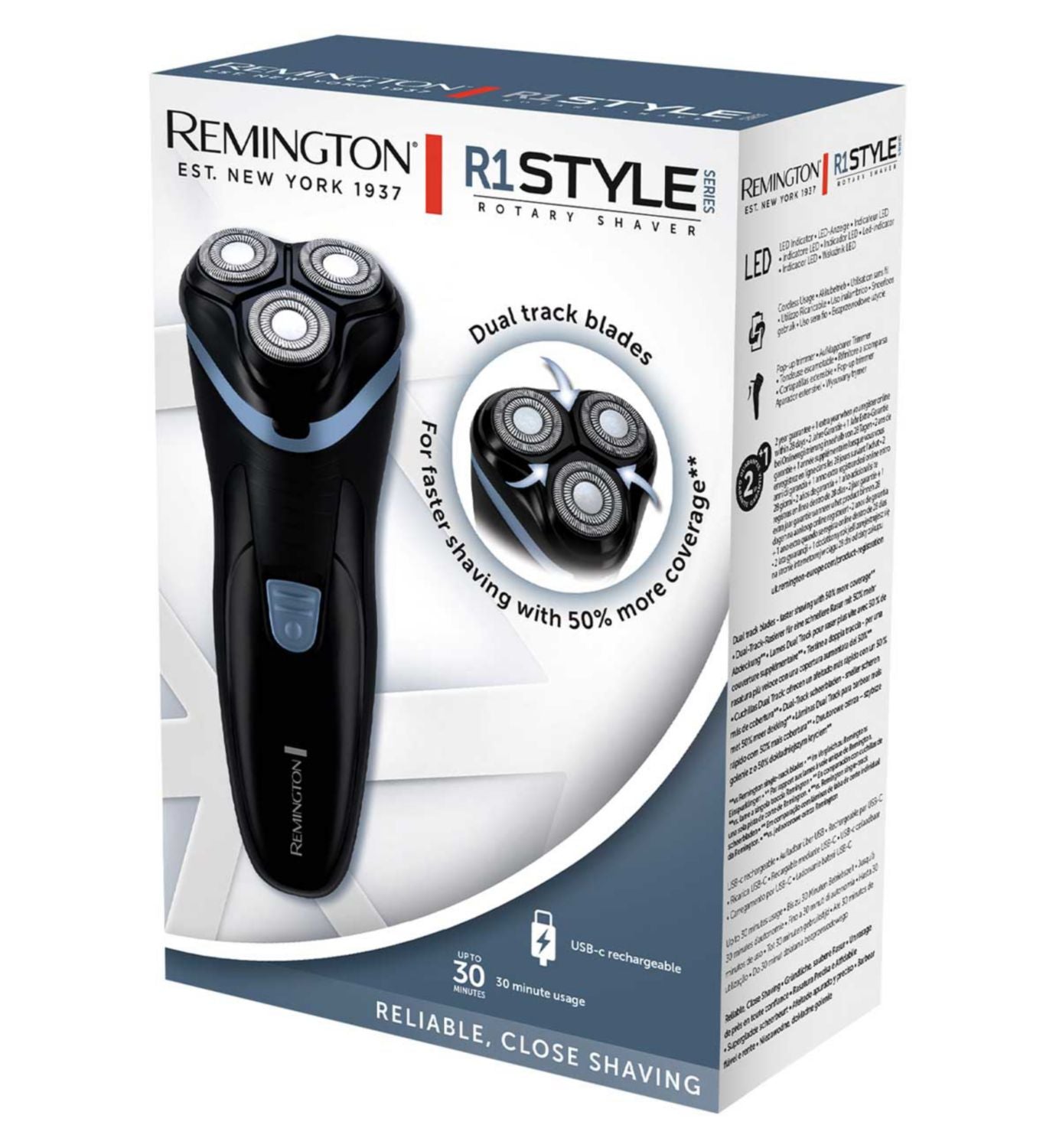 Remington R1 rotary shaver with dual track blades, UK version