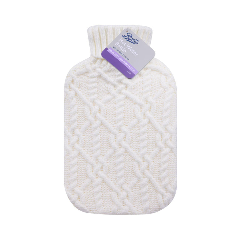 Boots hot water bottle cable knit cream 1.6ltr (British brand)