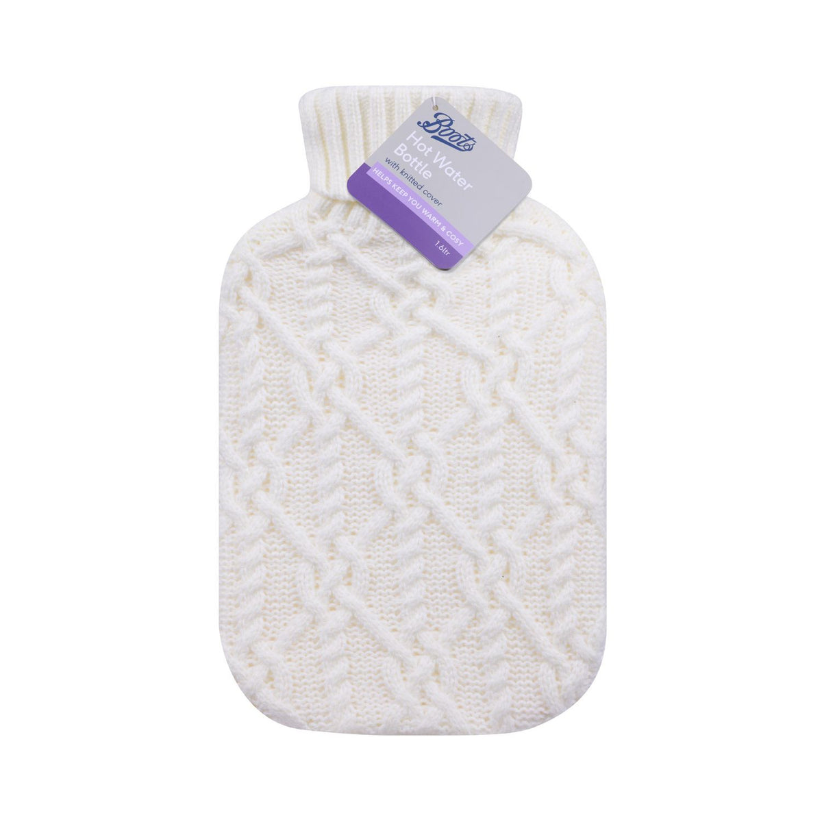 Boots hot water bottle cable knit cream 1.6ltr (British brand)