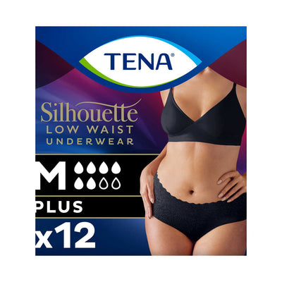 Boots TENA Silhouette Plus Incontinence Pants Medium Low Waist Black 12 Count- Buy online at McGrocer
