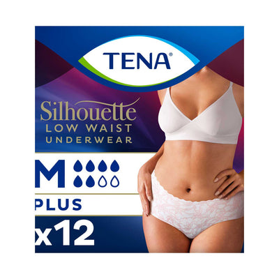 Boots TENA Silhouette Plus Low Waist Incontinence Pants Medium White 12 Pack- Buy online at McGrocer