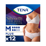 TENA Silhouette Plus incontinence pants medium low waist white 12s (British brand)