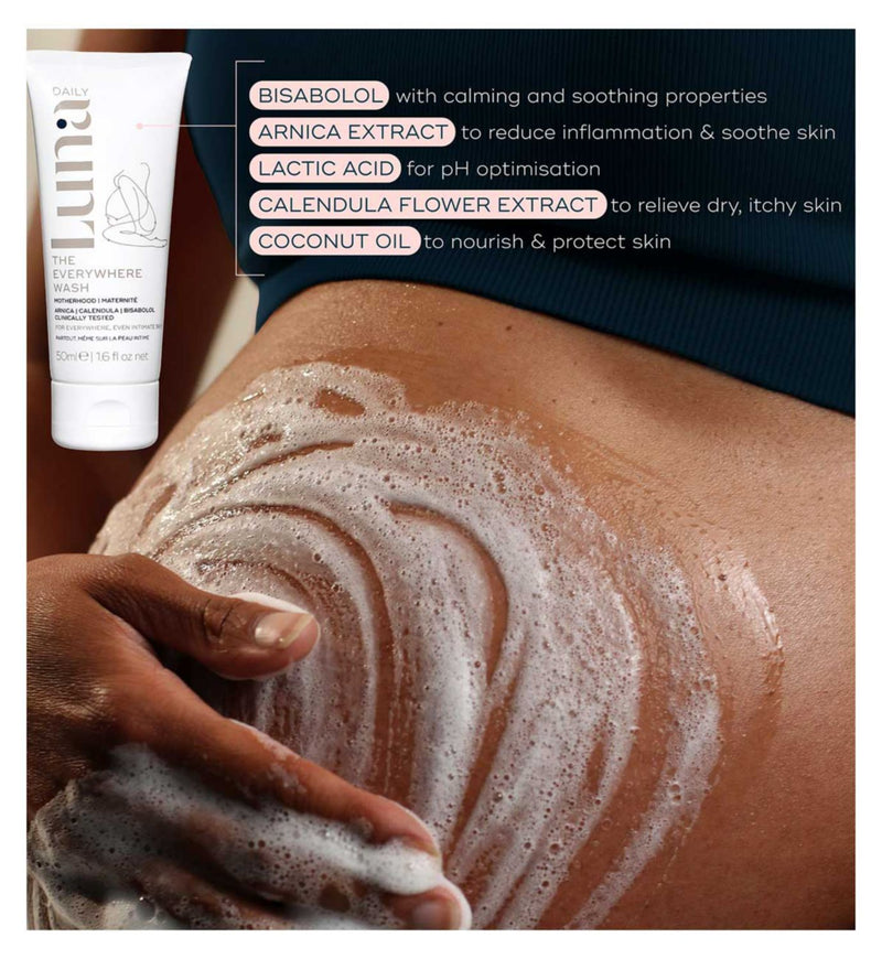 Luna Motherhood Everywhere Body Wash 50ml, imported from the UK