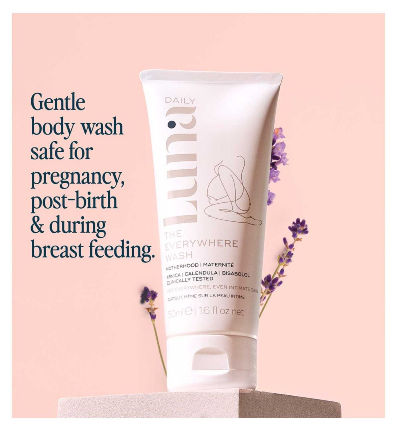 Luna Motherhood Everywhere Body Wash 50ml, imported from the UK