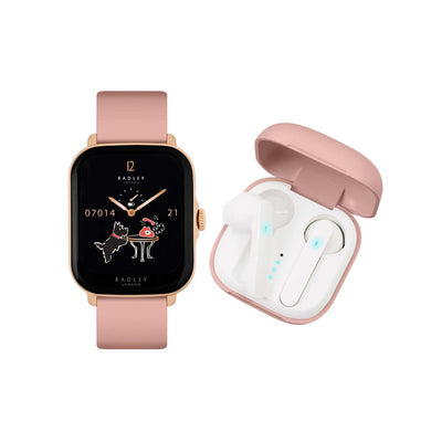 Boots Radley Ladies Series 20 Smart Cobweb Pink Silicone Smartwatch and Earbud Set- Buy online at McGrocer