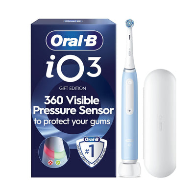 Boots Oral-B iO3 Electric Toothbrush Ice Blue With Travel Case- Buy online at McGrocer