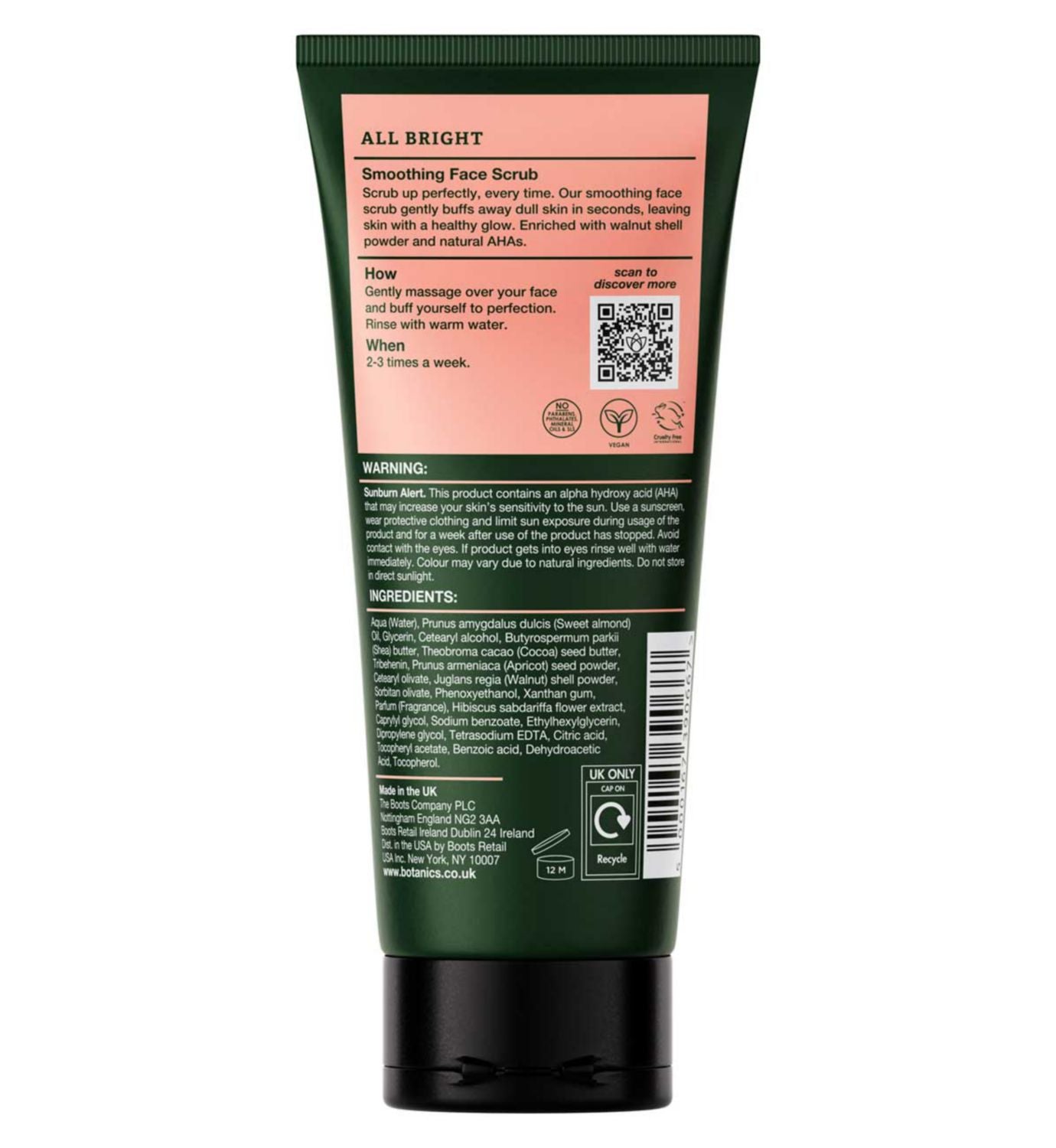 Botanics All Bright Face Scrub 75ml - British product
