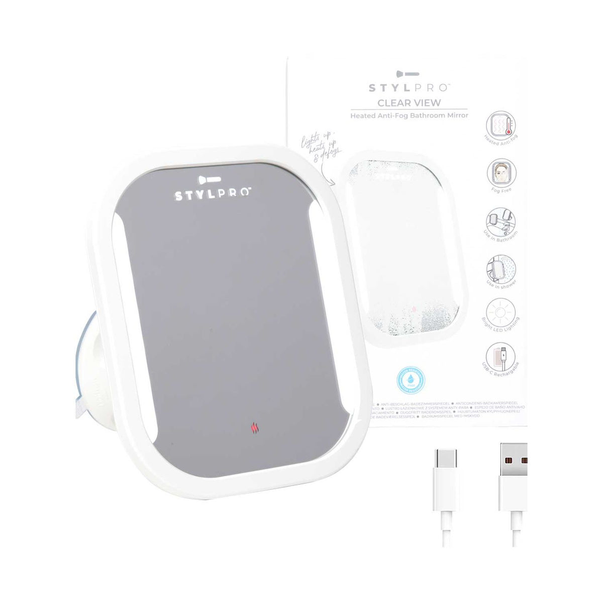 STYLPRO heated anti-fog bathroom mirror, imported from the UK
