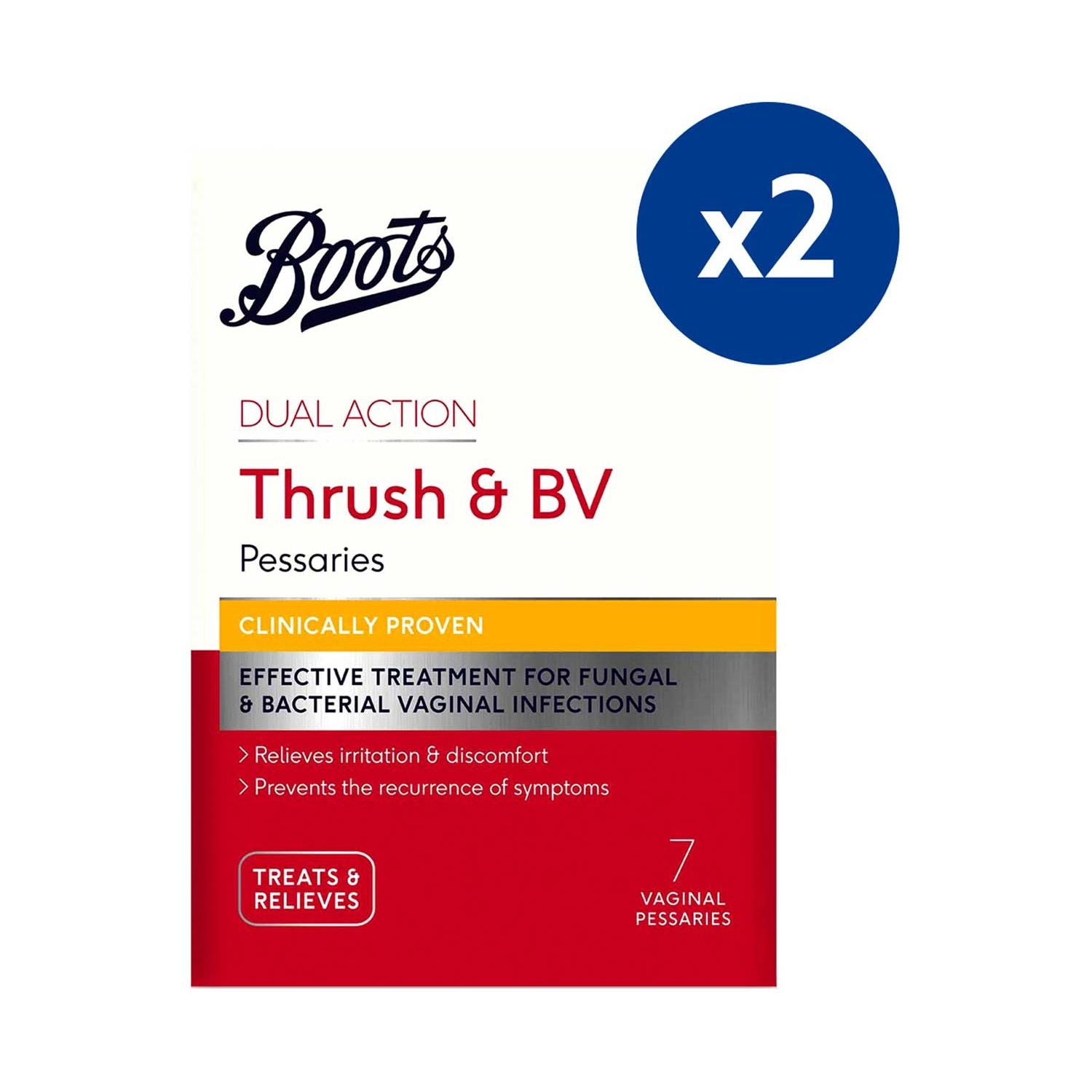 Boots Dual Action thrush & BV pessaries bundle 7s - British product