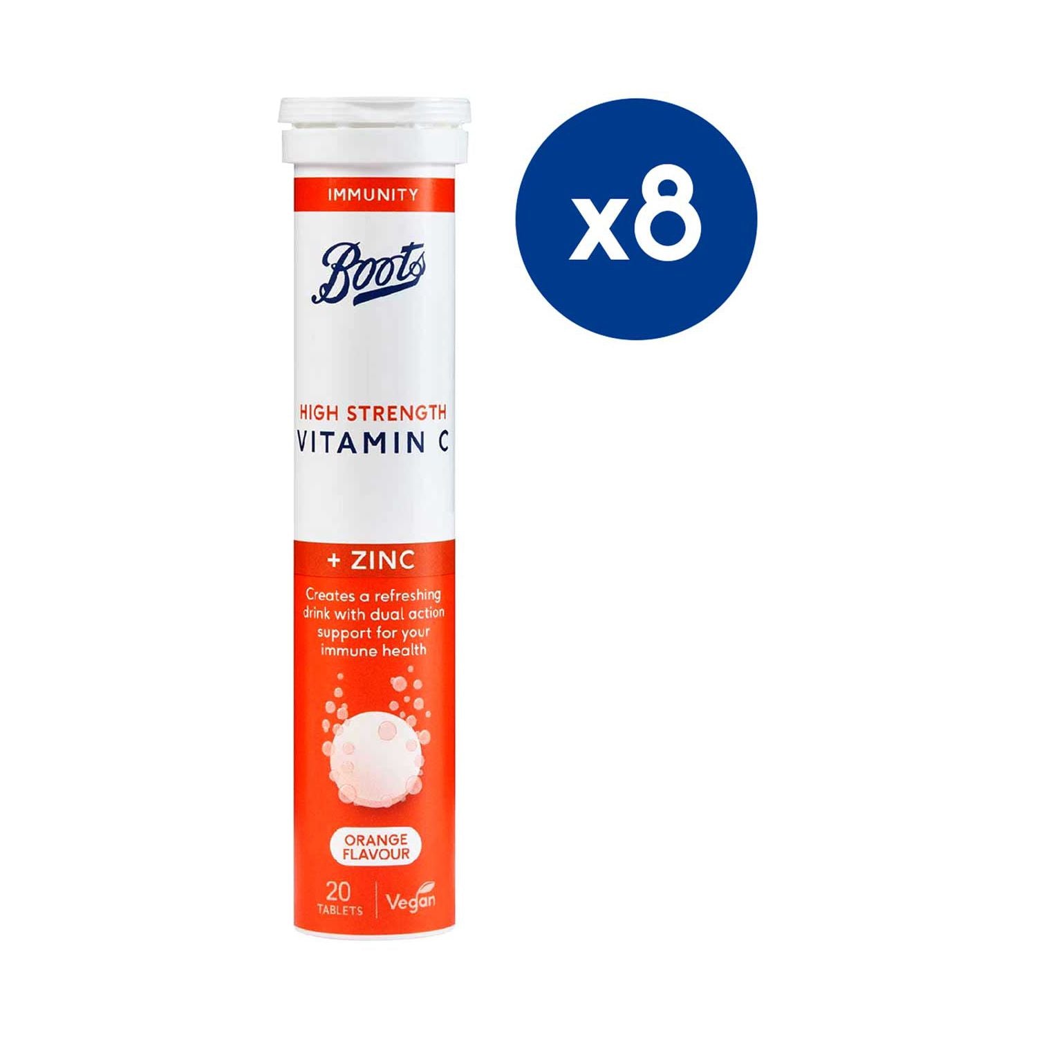 Boots Vitamin C Zinc effervescent tablets orange 20, imported from the UK