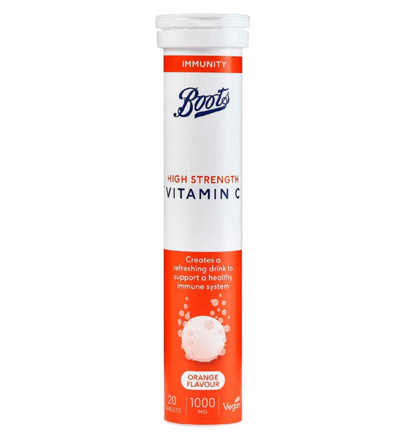 Boots High Strength Vitamin C 1000mg effervescent tablets orange flavour bundle, UK version