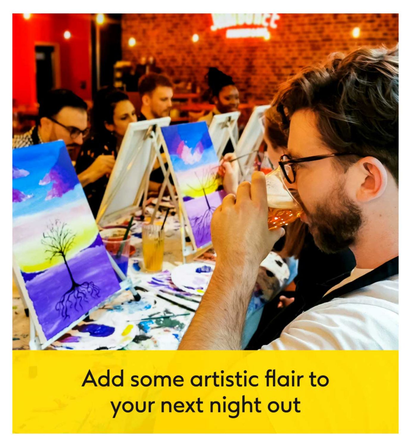 Sip and paint gift experience for two people (British brand)