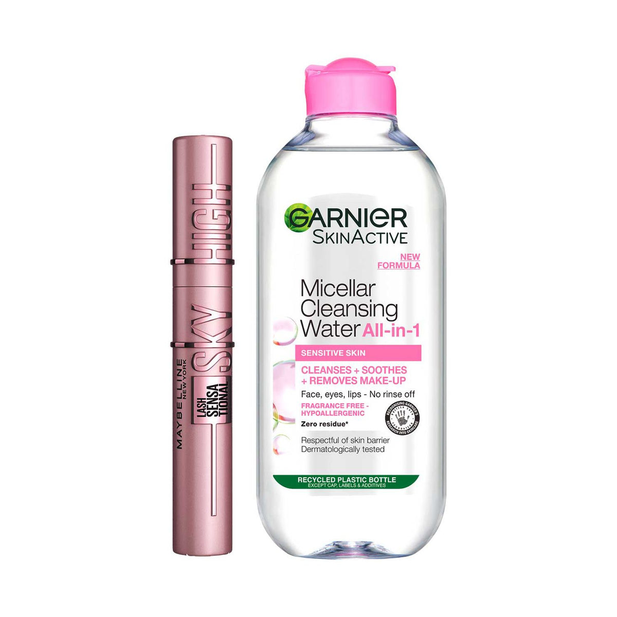 Garnier Micellar Water 400ml and Maybelline Sky High Mascara bundle, UK version
