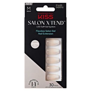 KISS Salon X-Tend Gel Extensions Hvit Kiste Medium 34 stk