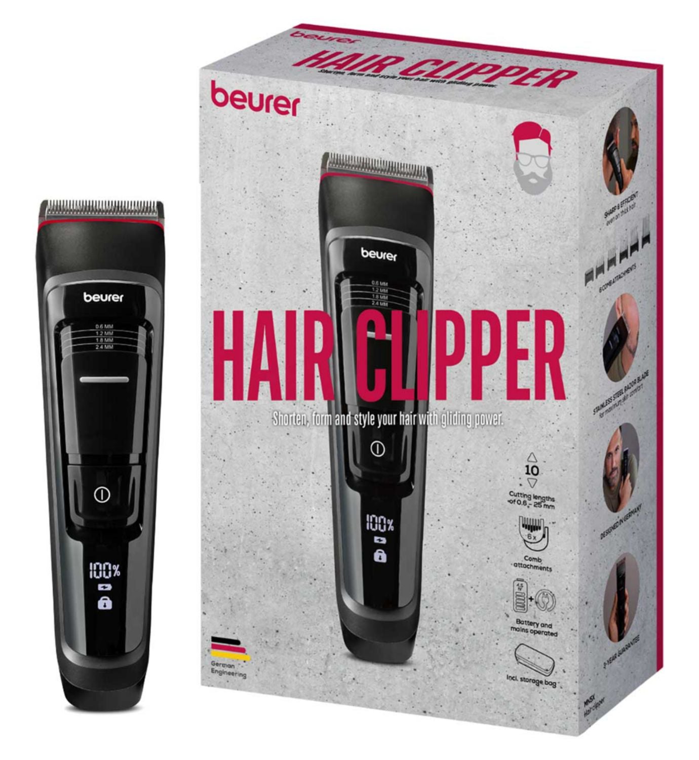 Beurer MenCare Hair Clipper cordless trimmer - British product