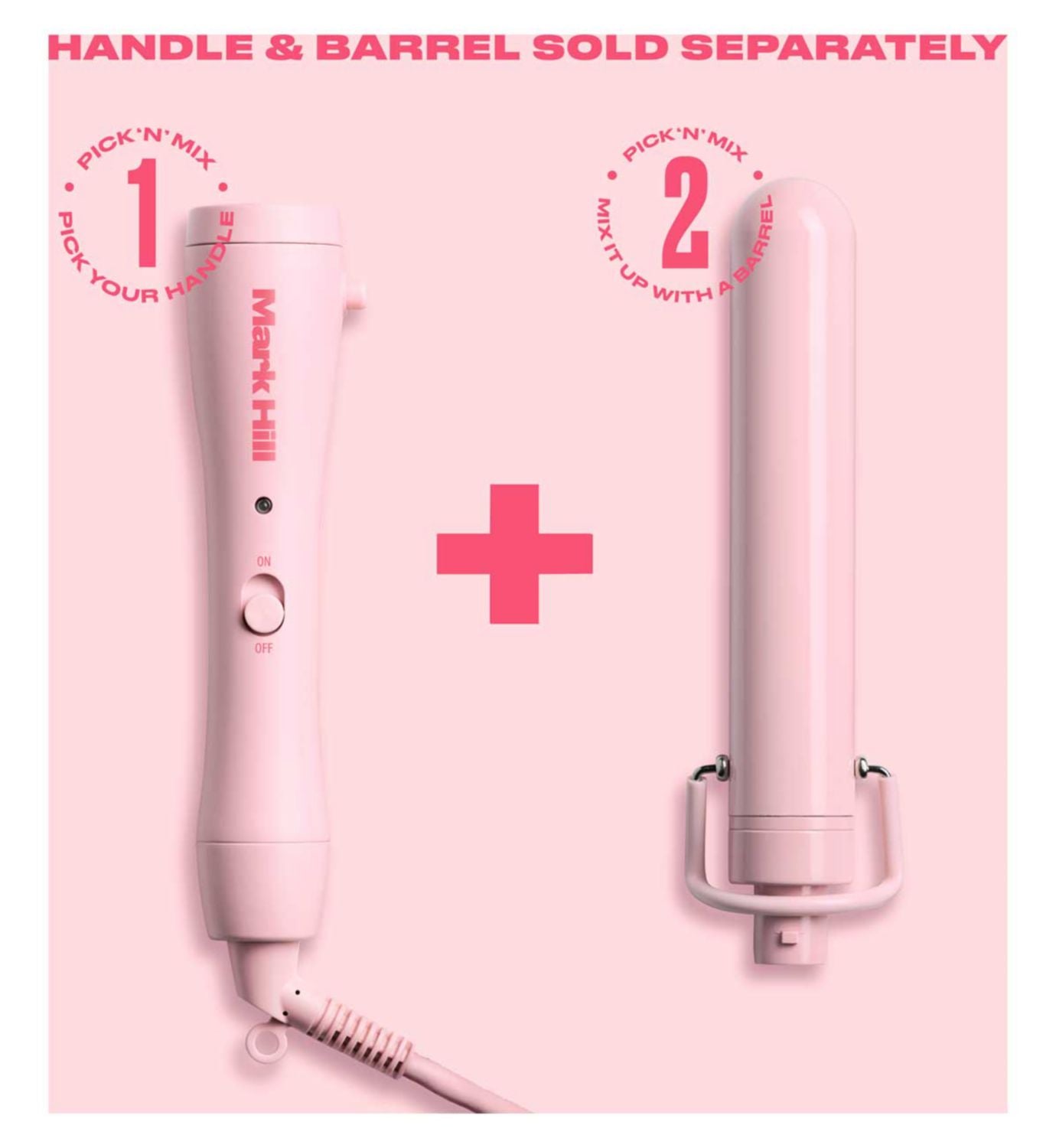 Mark Hill 32mm pink ceramic curling barrel, UK version