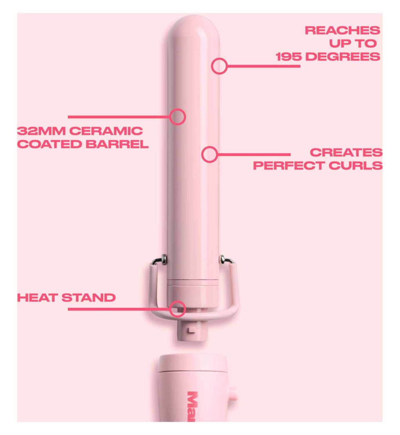 Mark Hill 32mm pink ceramic curling barrel, UK version
