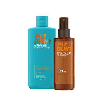 Boots Piz Buin Intensifying Tan Bundle with SPF30 Oil Spray and Aftersun Lotion- Buy online at McGrocer