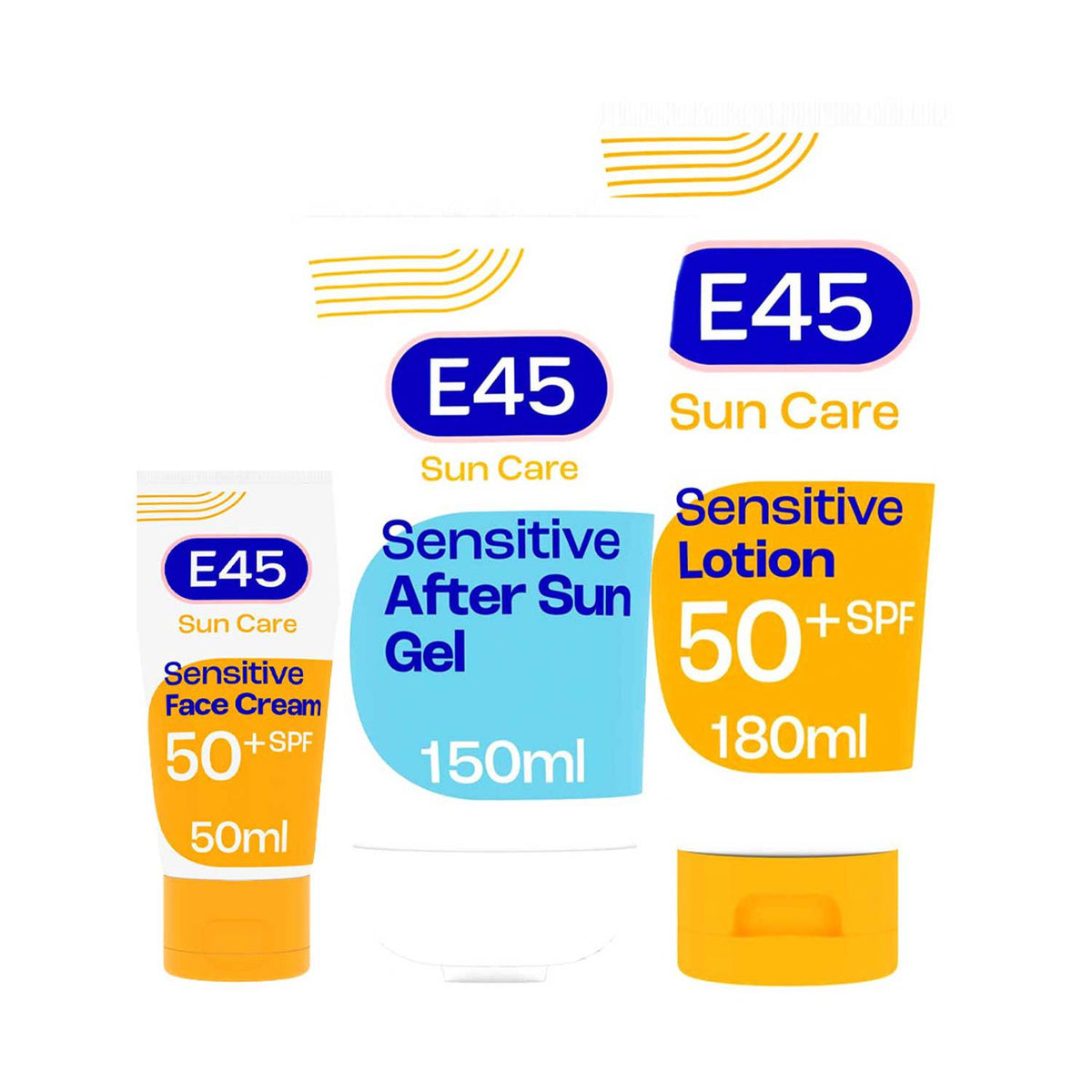 E45 Suncare SPF 50 bundle face cream body lotion after sun gel - British product