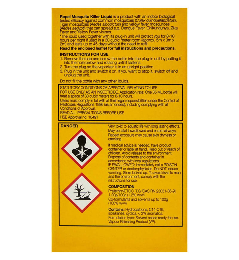 Boots Repel mosquito killer liquid refill 35ml - British product