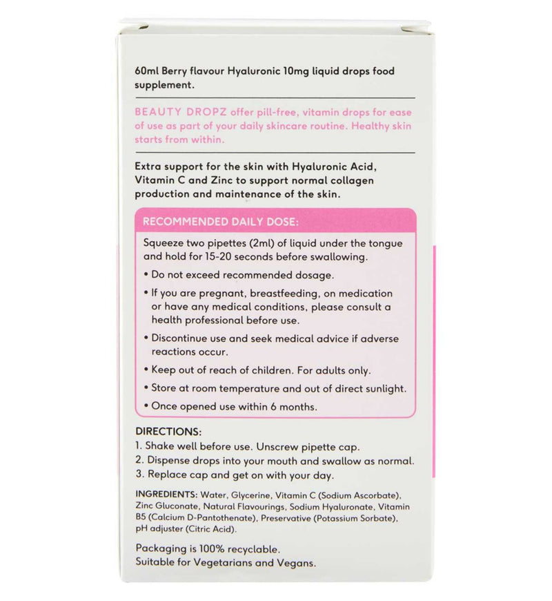 Beauty Dropz Hyaluronic Oral Skincare Vitamin Drops 60ml