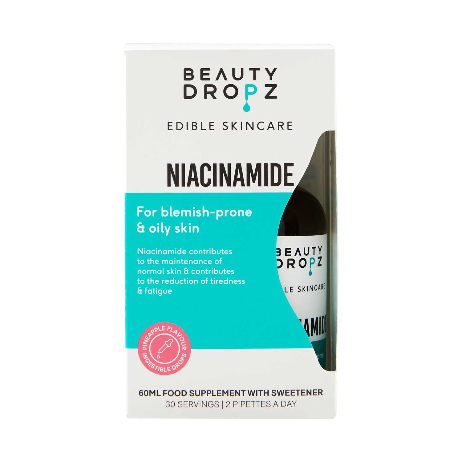 Beauty Dropz Niacinamide Oral Skincare Drops Pineapple Flavoured 60ml - British product