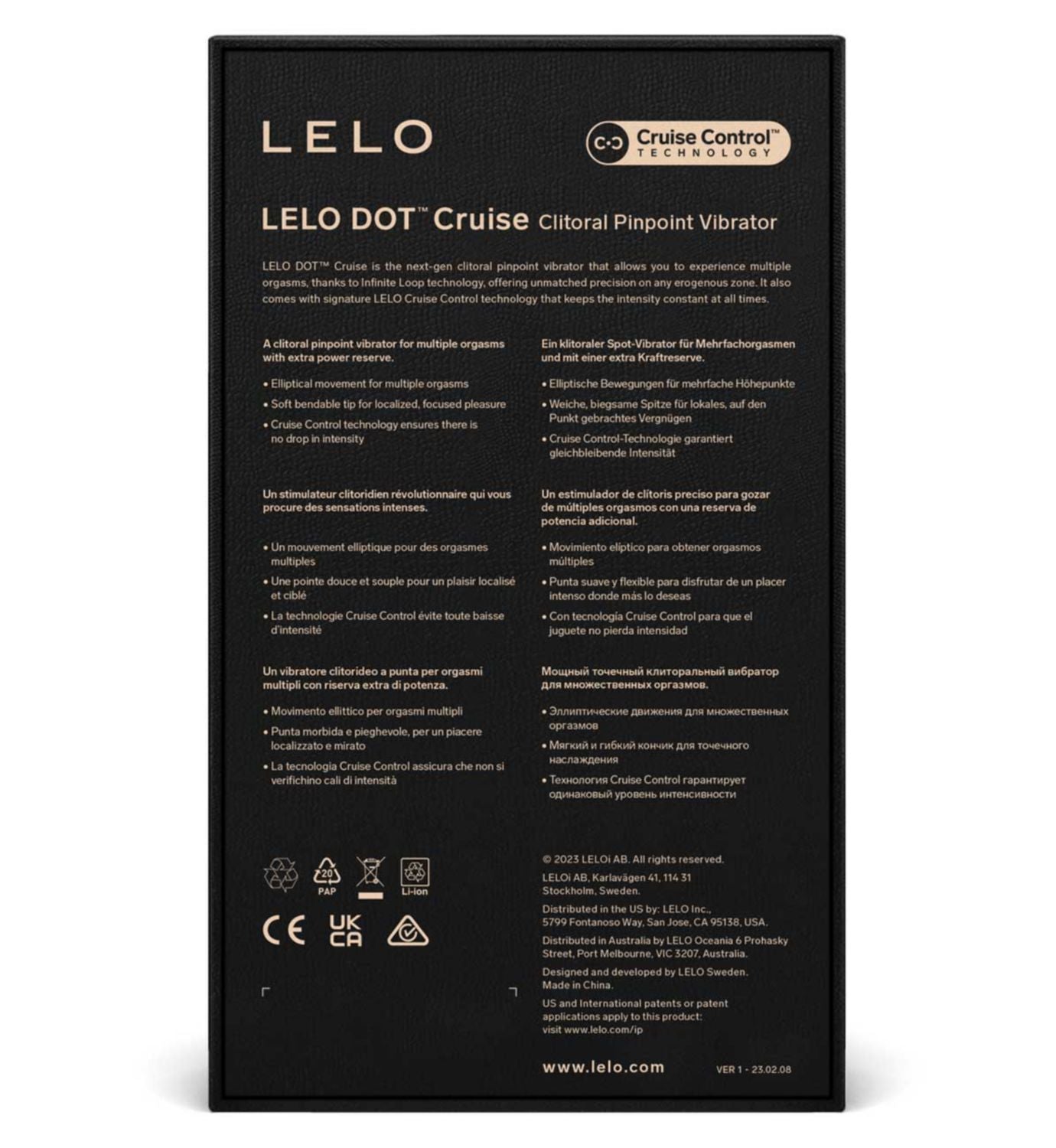 LELO Dot Cruise clitoral vibrator Peach Please, imported from the UK